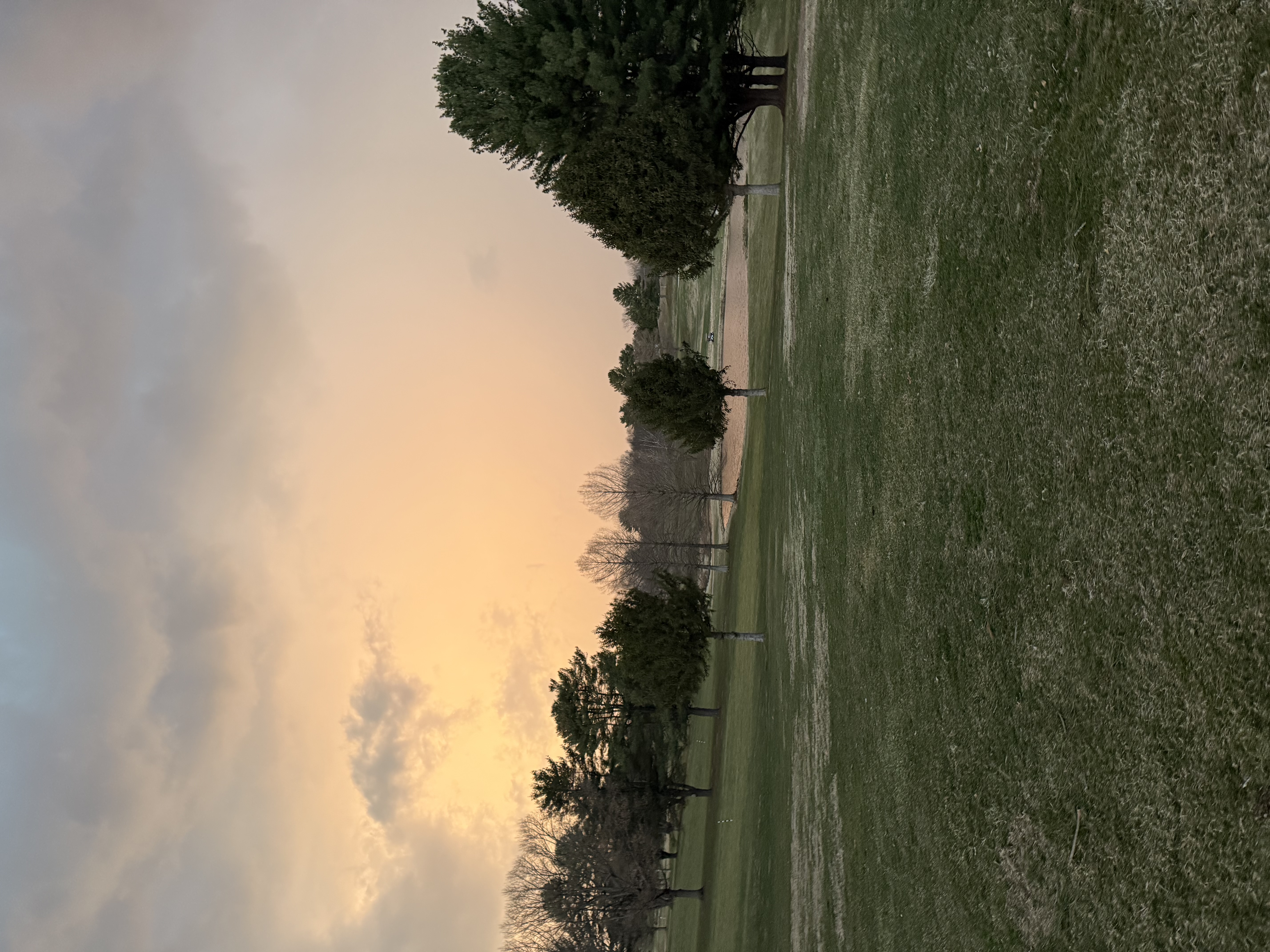 Golf course at sunset