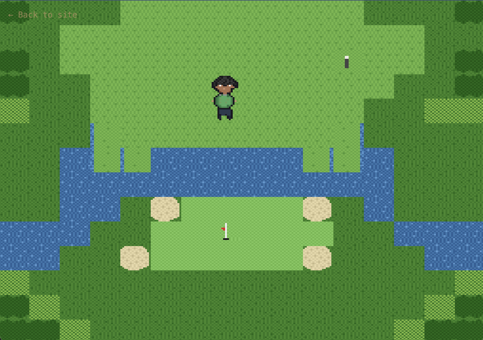 Needwood Hole 18 - fairway sloping toward a large pond with bunkered green beyond